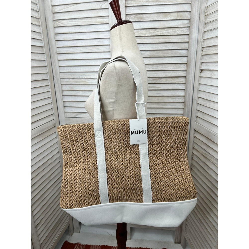 Show Me Your MuMu Straw Tote with White Trim